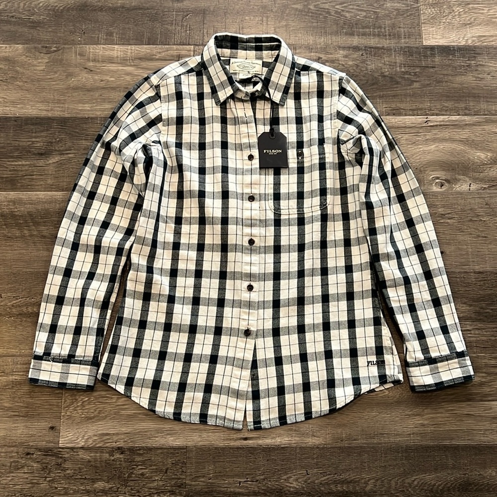 Filson Black and White Plaid Button-Down Shirt